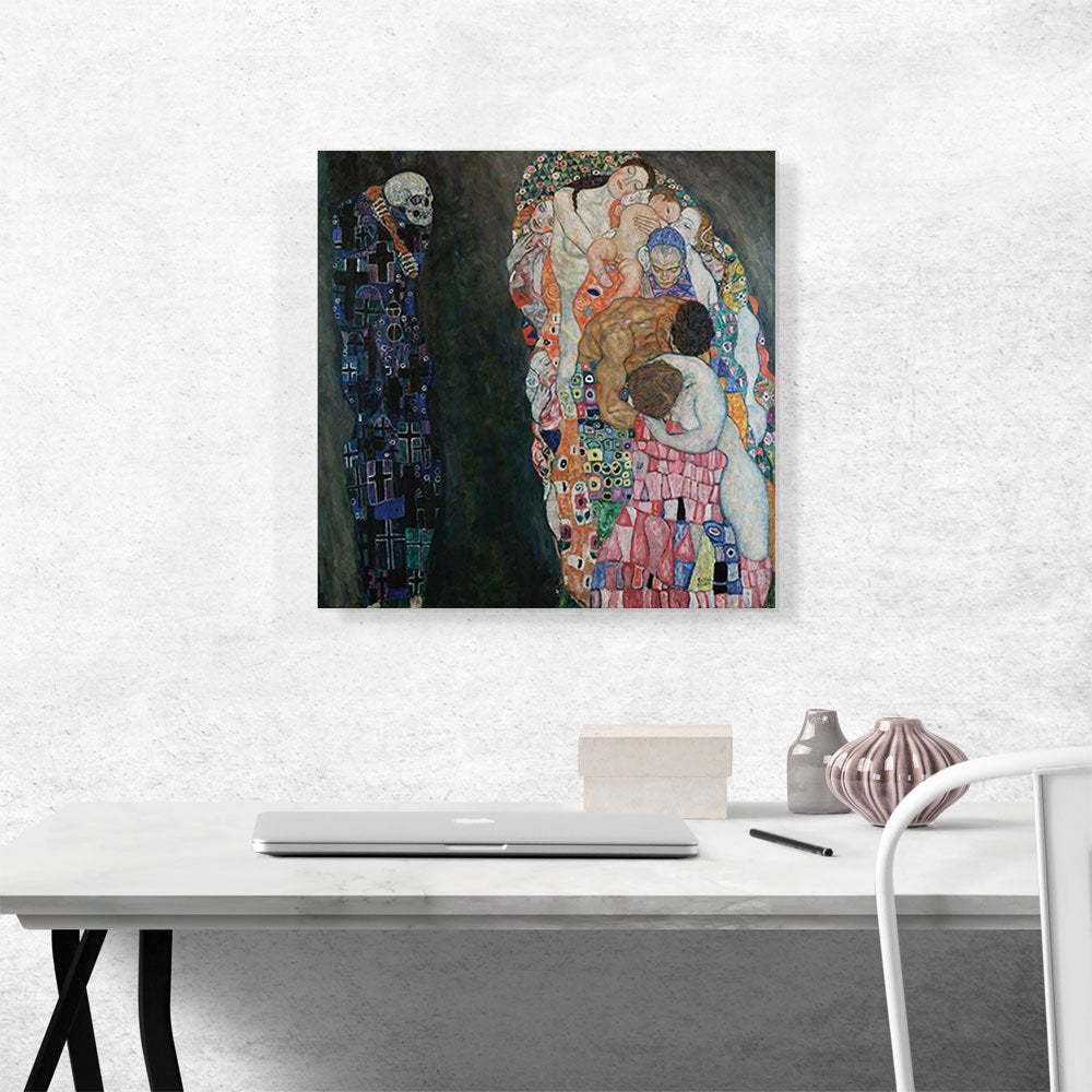Death and Life 1910 Canvas Art Print Stretched Framed Painting Picture Poster Giclee Wall Decor by Gustav Klimt - 18"