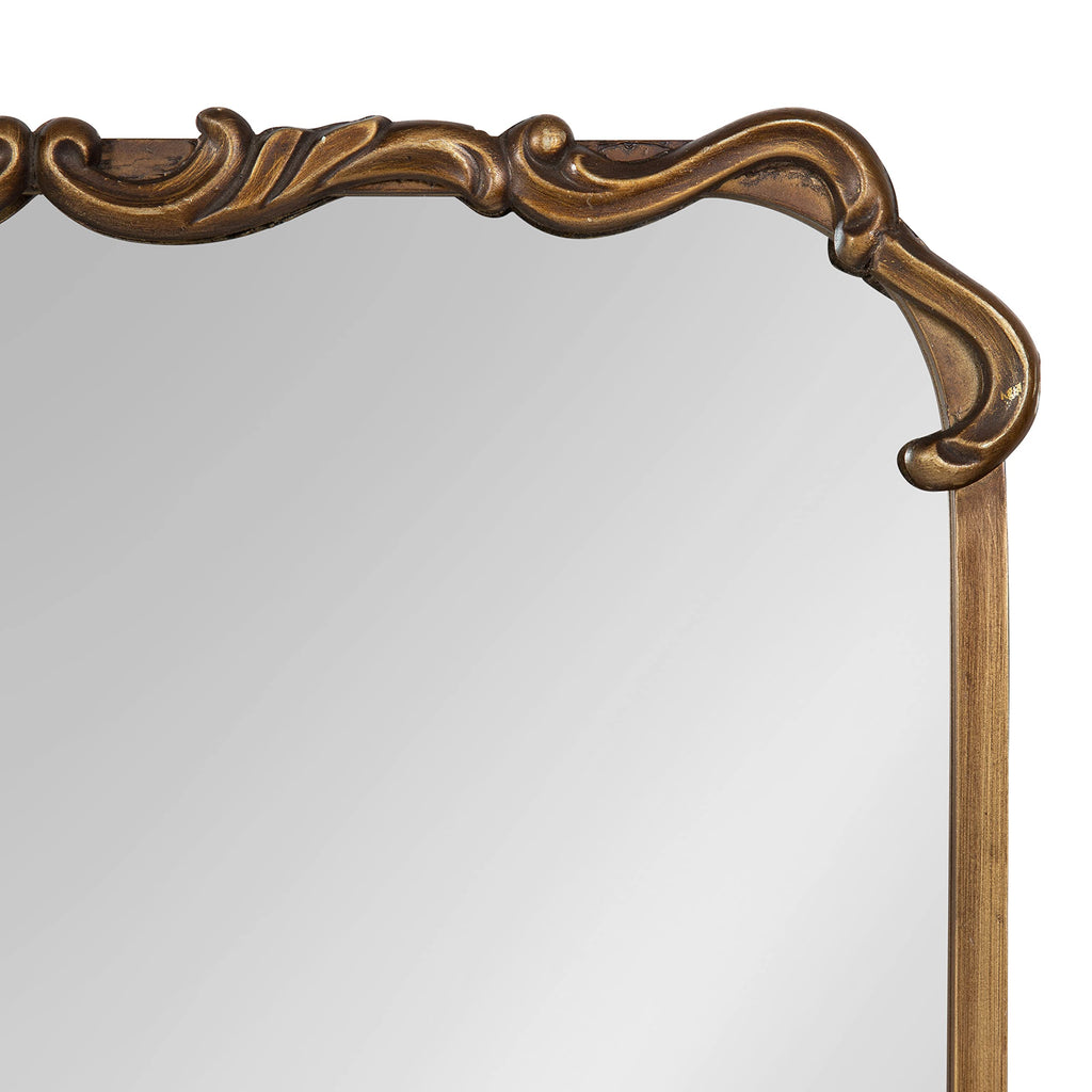 Brazelton Rounded Rectangle Ornate Traditional Mirror, 20 x 27, Gold, Ornamental Round Rectangular Classic Framed