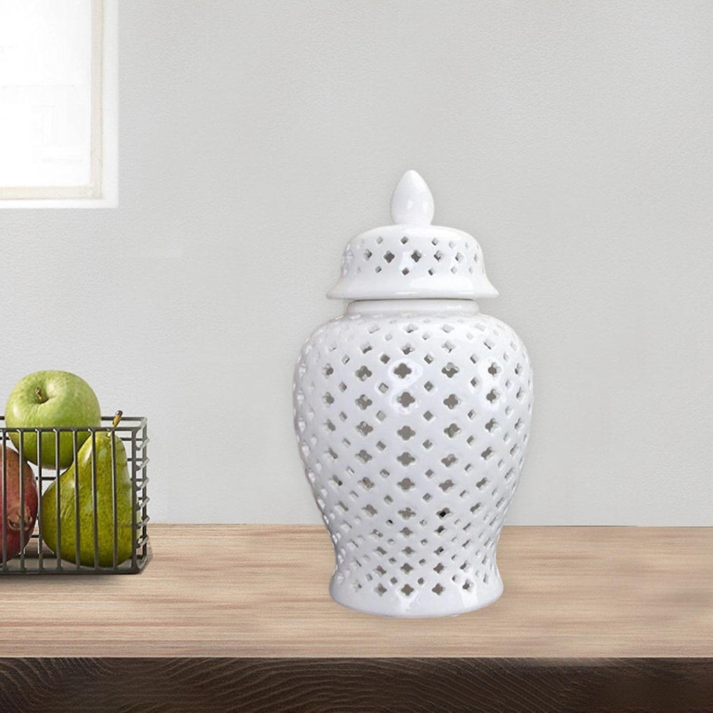 Classical Ceramic Ginger Jar Vase Temple Jar Decor Porcelain Storage Jar