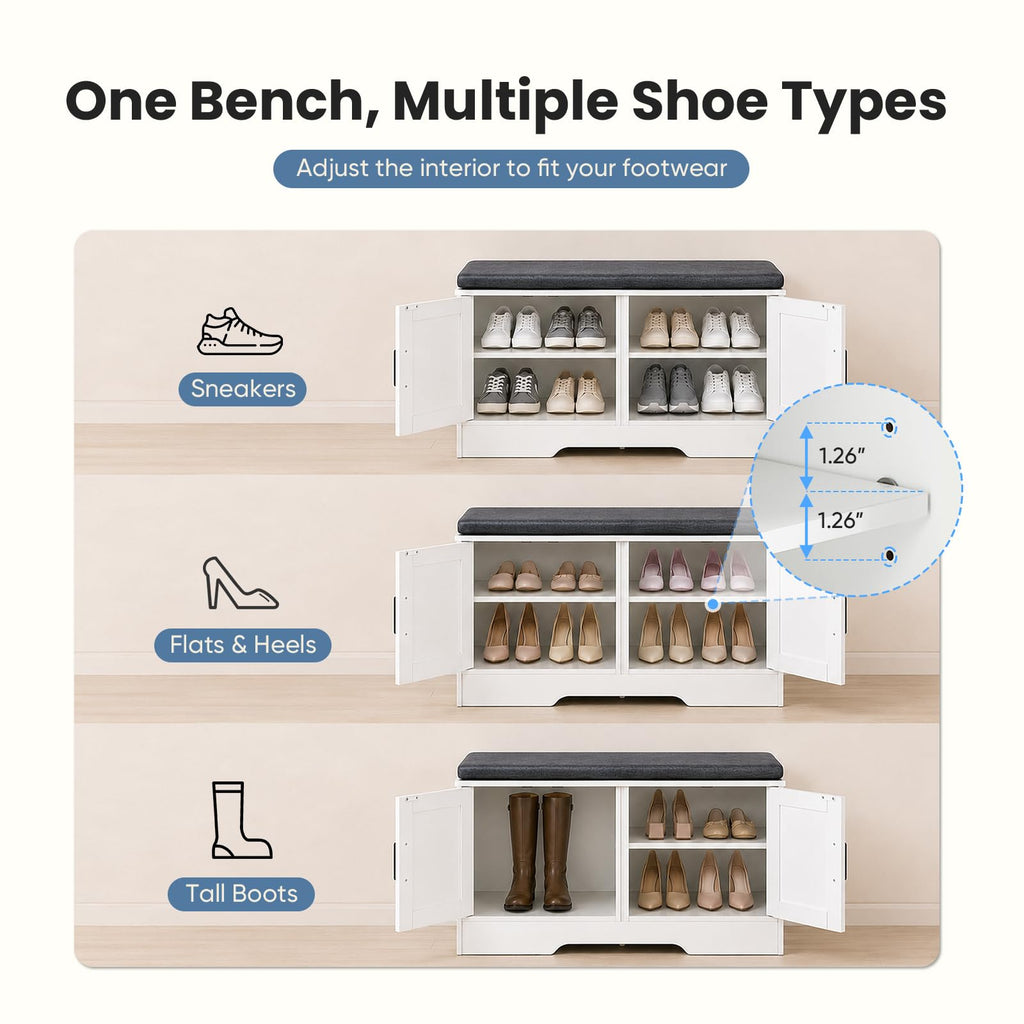 Shoe Bench with Storage, 39.4" Shoe Storage Bench