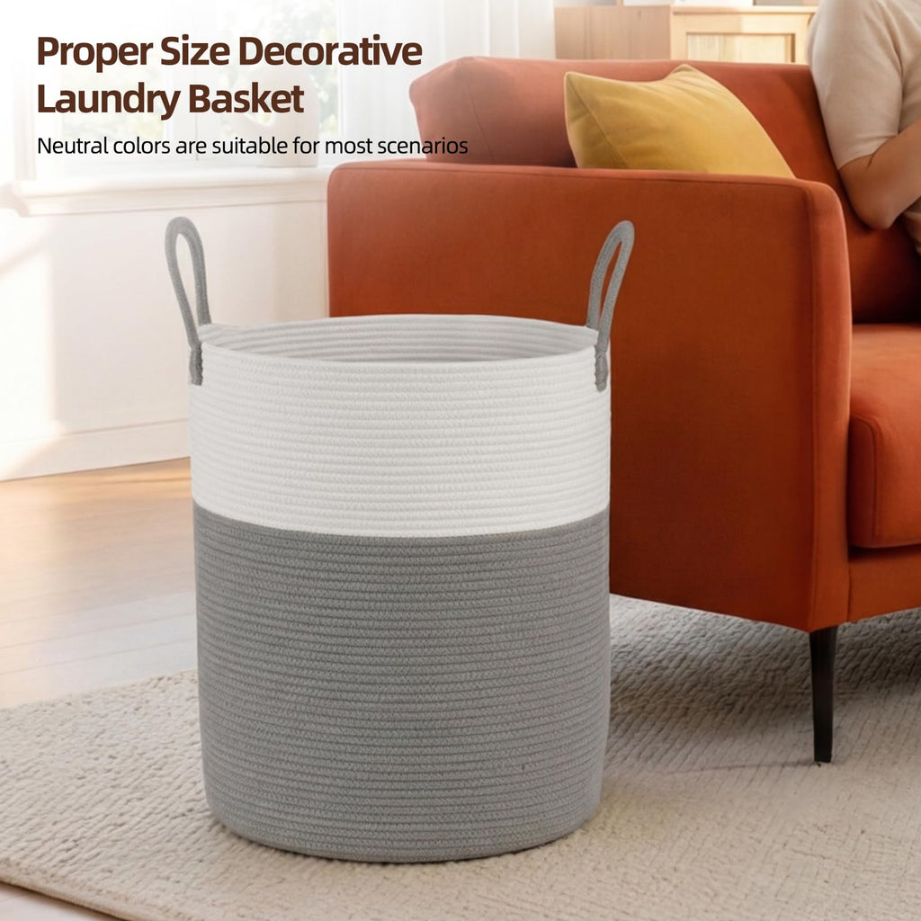 60L Nursery Hamper Laundry Basket Laundry Hamper Grey/White