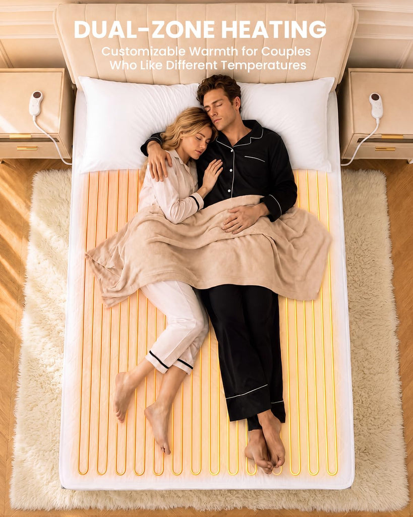 Heated Mattress Pad : Even Fast Heating 125.6°F Dual Control