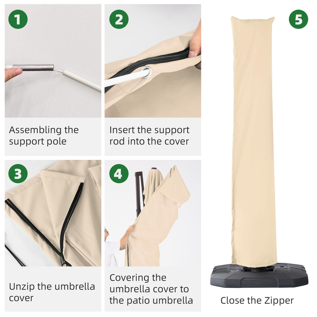 Cantilever Patio Outdoor Umbrella Covers, Beige