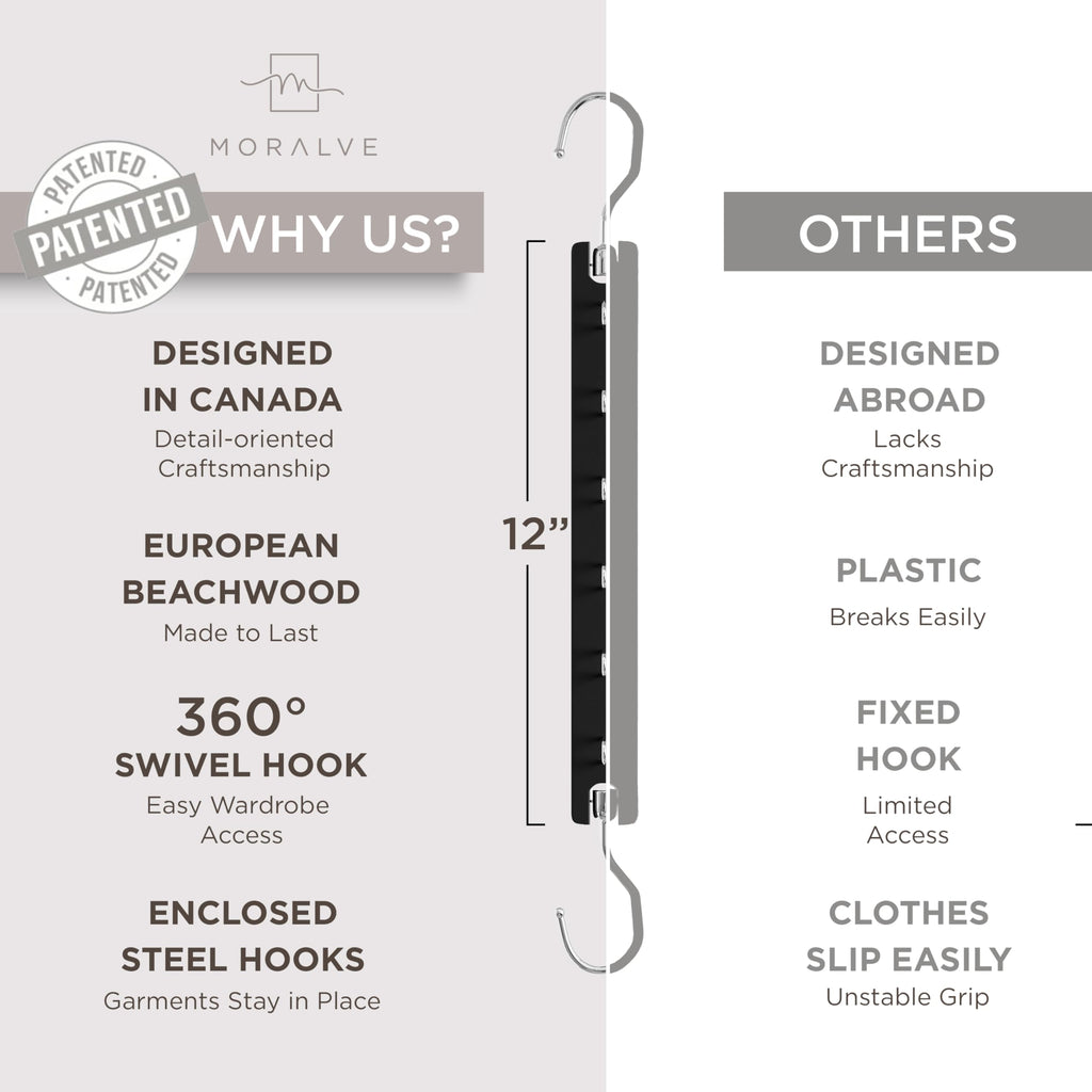 Space Saving Hangers for Closet - 4 Pack European Beechwood