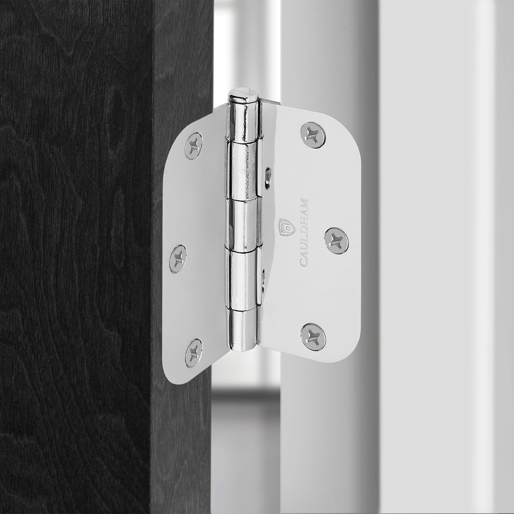 12 Pack) Heavy-Duty 3-1/2" Interior Door Hinges with 5/8" Radius Corners - Polished Chrome