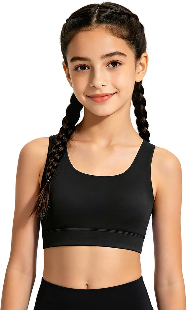 Girls Sports Bra Soft Training Tops with Removable Padding
