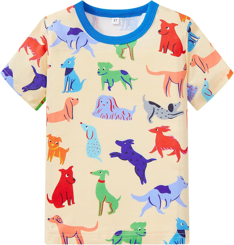 Boys Pajamas 100% Cotton Toddler Clothes Summer Pjs for Boy Planet Dinosaur Sleepwear Kids Short Sets