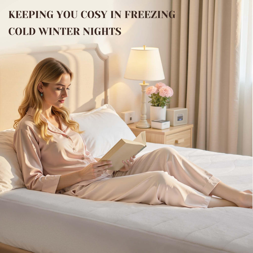 Heated Mattress Pad Twin Size-Heated Pad for Bed Warmer(Bleach)