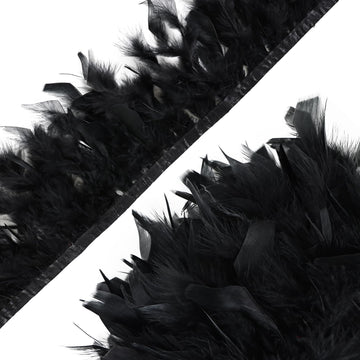 Black 4 Yards Turkey Feather Trim - 4~6in Fashion Dress Sewing - Natural Fluffy Feather Trim Fringe for Party