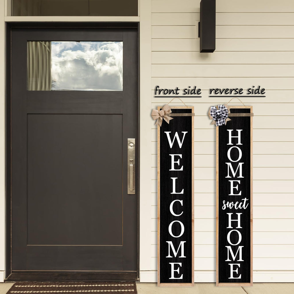 Outdoor 2in1 Welcome Sign for Front Porch Standing 45"X9" Wood