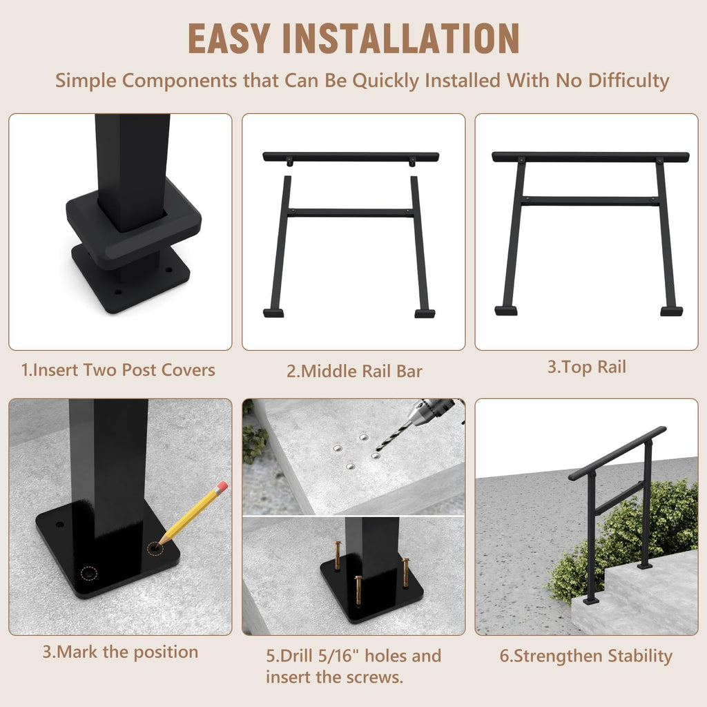 Hand Rails for Outdoor Steps 1-2 Step