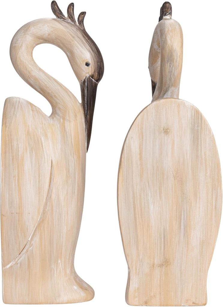 Resin Heron Bookends, Cream