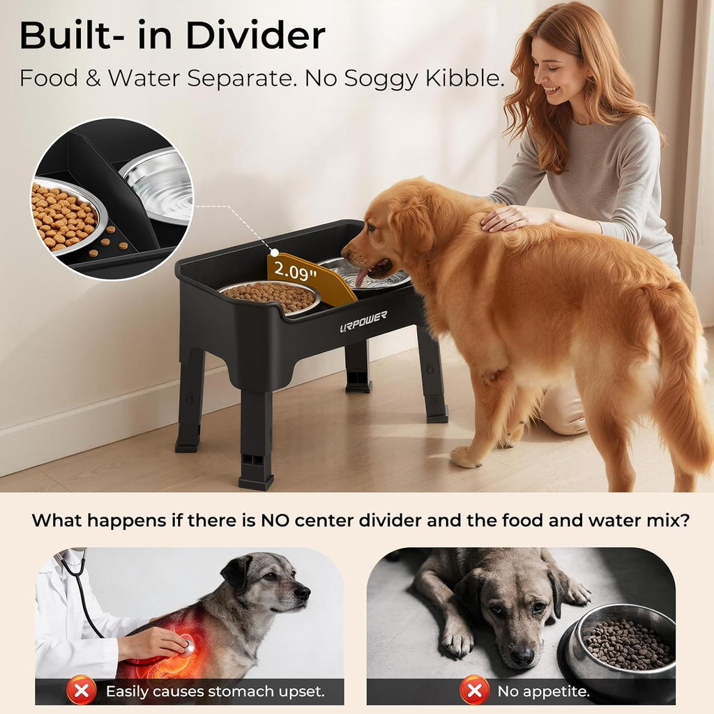 Mess Proof Elevated Dog Bowls, Splash Guard Raised Bowl Stand