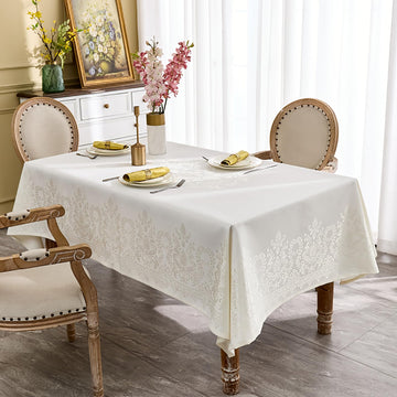 Persian Paisley Jacquard Tablecloth, Rectangular, 60 x 84 inches, Ivory