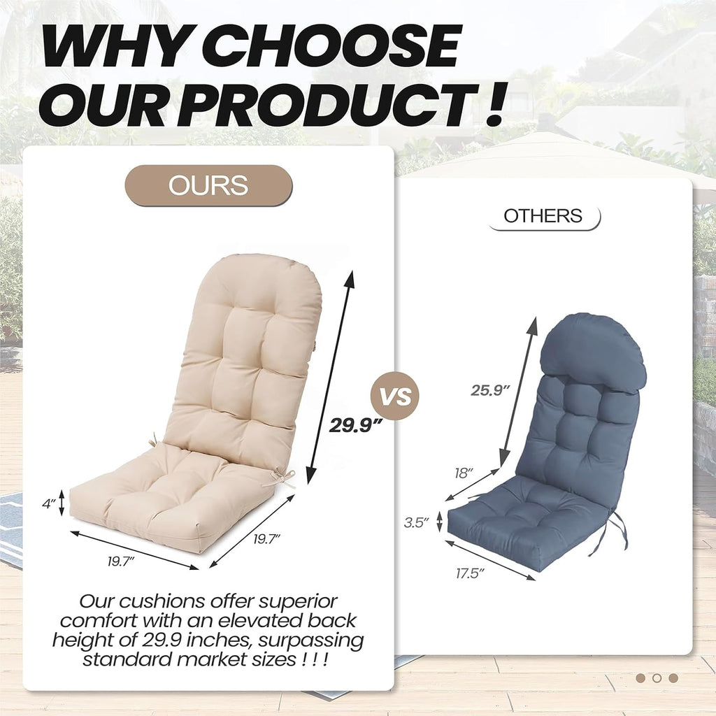 50x20x4 In Adirondack Chair Cushion Set of 2, Thick Outdoor Chair Cushion | Water Resistant Patio Cushion, Fade
