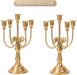 2Pcs Gold Candelabras Centerpieces for Tables, 11.8" Candlestick Holder for Taper Candles, 5 Arm Brass Candelabra