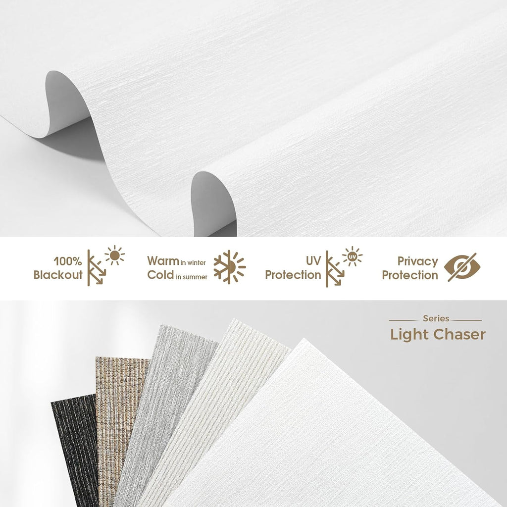 Motorized Blinds with Remote, Blackout Smart Roller Shades | Rechargeable Automatic Blinds, Remote/APP/Voice/Timer
