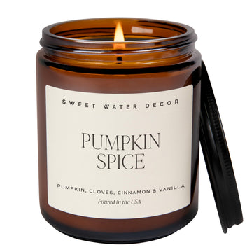 Pumpkin Spice Candle, 9oz Amber Glass Jar, Fall