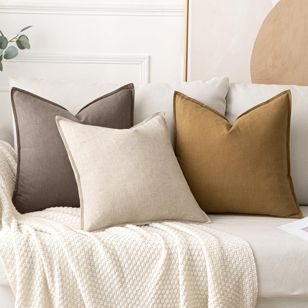 Decorative Linen Euro Sham Pillow Covers 24x24 Malt Ball
