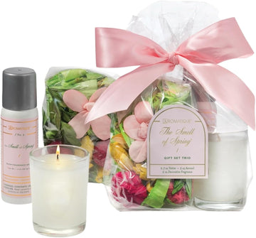 Smell of Spring Home Fragrance Gift Set - Decorative Potpourri, Room Spray, and Candle - Set of 3