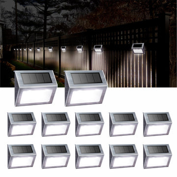 White Solar Lights for Deck Step Fence Post, SST Housing, 12 Pack