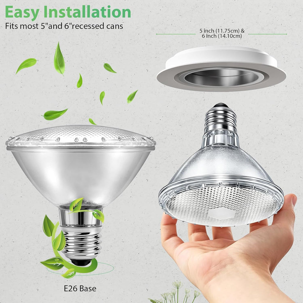 PAR30 Halogen Flood Light Bulbs, 60W E26 800LM Short Neck, 6-Pack