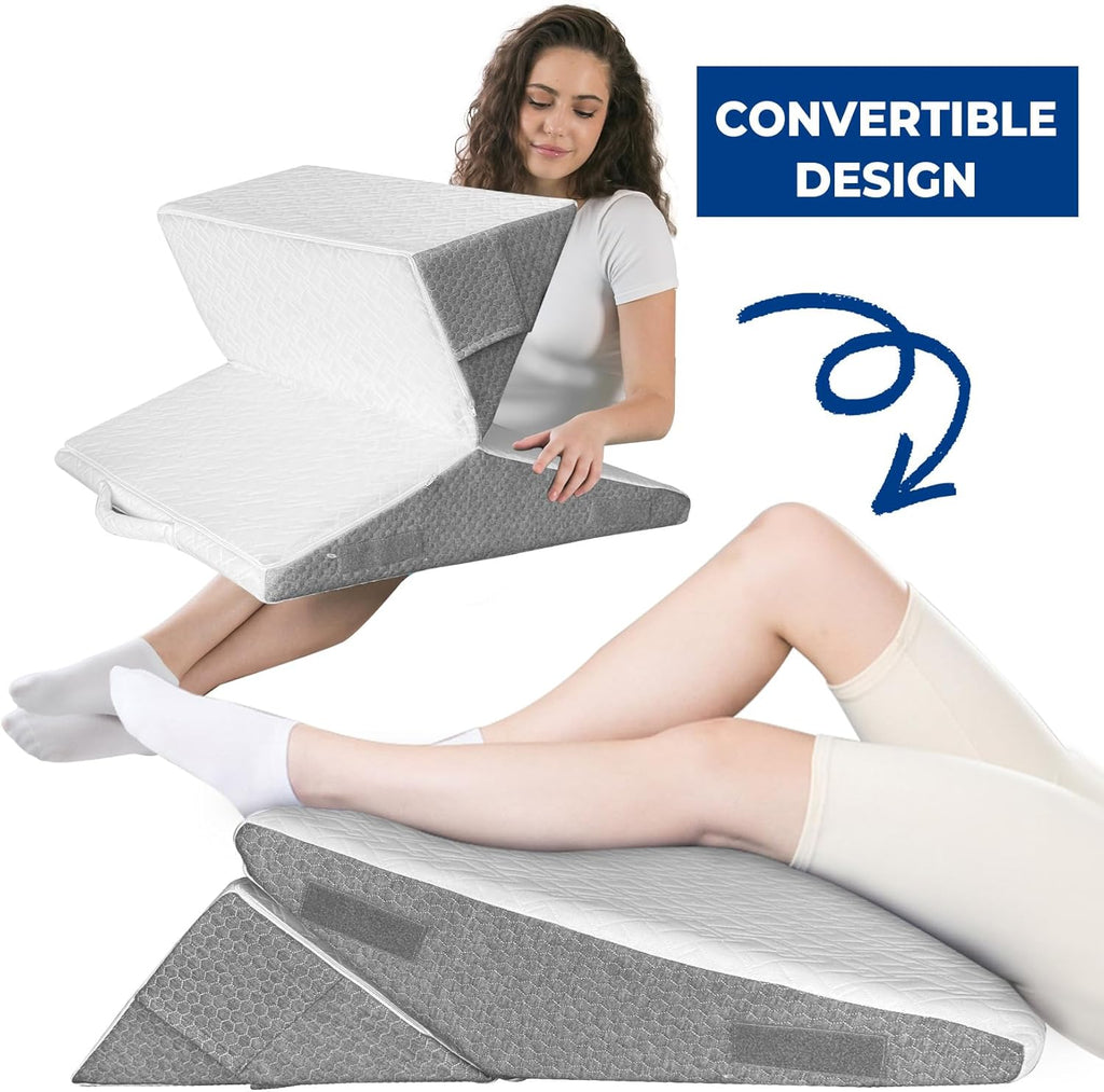 Wedge Pillow Headboard for Sleep, 3PCS Adjustable Bed Wedge Pillow for Acid Reflux&Back Pain Relief, Sleeping, Back