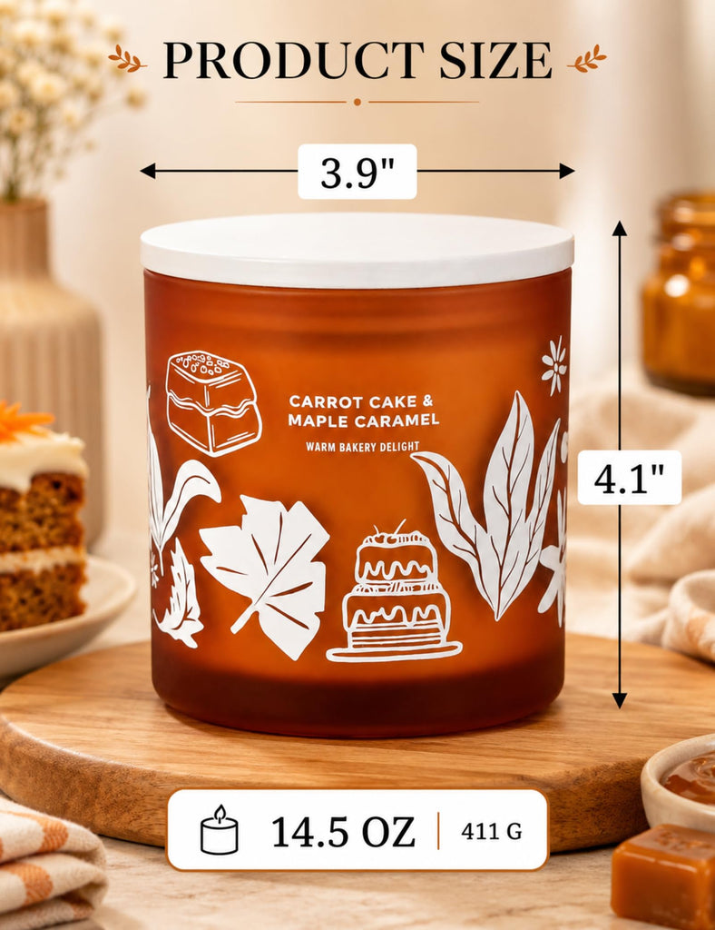 Carrot Cake Maple Caramel Scented Candle, Large 3-Wick Jar Candle