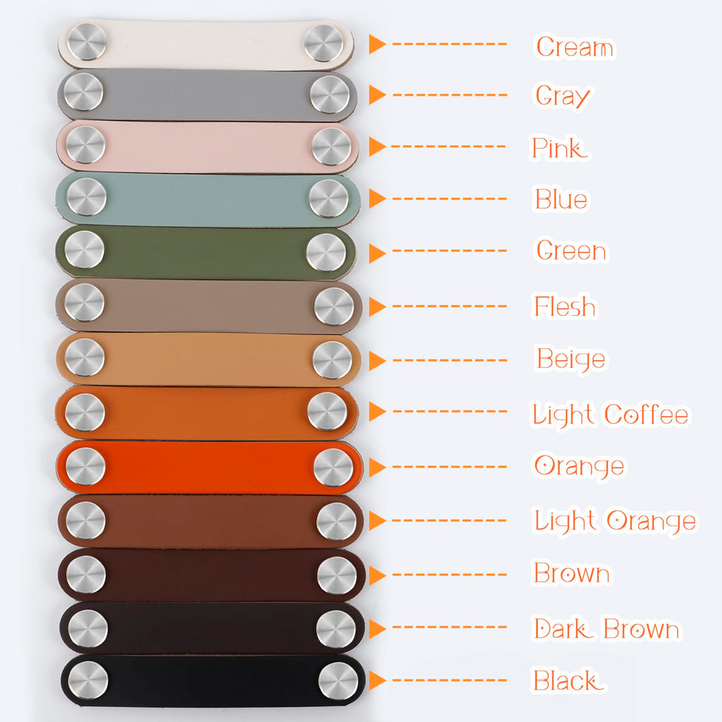 6 Pack Leather Drawer Pulls 5 Inch Cabinet Handles with Screws Leather Dresser Knobs for Cabinets, Drawers, Closet