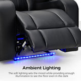 Power Home Theater Seating, Set of 2 PU Leather Electric Recliner Chair with USB Tape-C Ports, LED Light