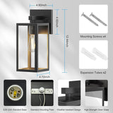 Porch Wall Lights Outdoor, Waterproof Lanterns with Frame and Clear Glass Shade, Exterior Front Porch Light Matte Black Wall Sconce, Modern Mounted Lighting for Patio Entryway Hallway A123-B0CL61KZ87