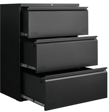 Lateral 3 Drawer File Cabient with Lock, Metal Filing Cabinets, Heavty Duty Office Storage Cabinet for
