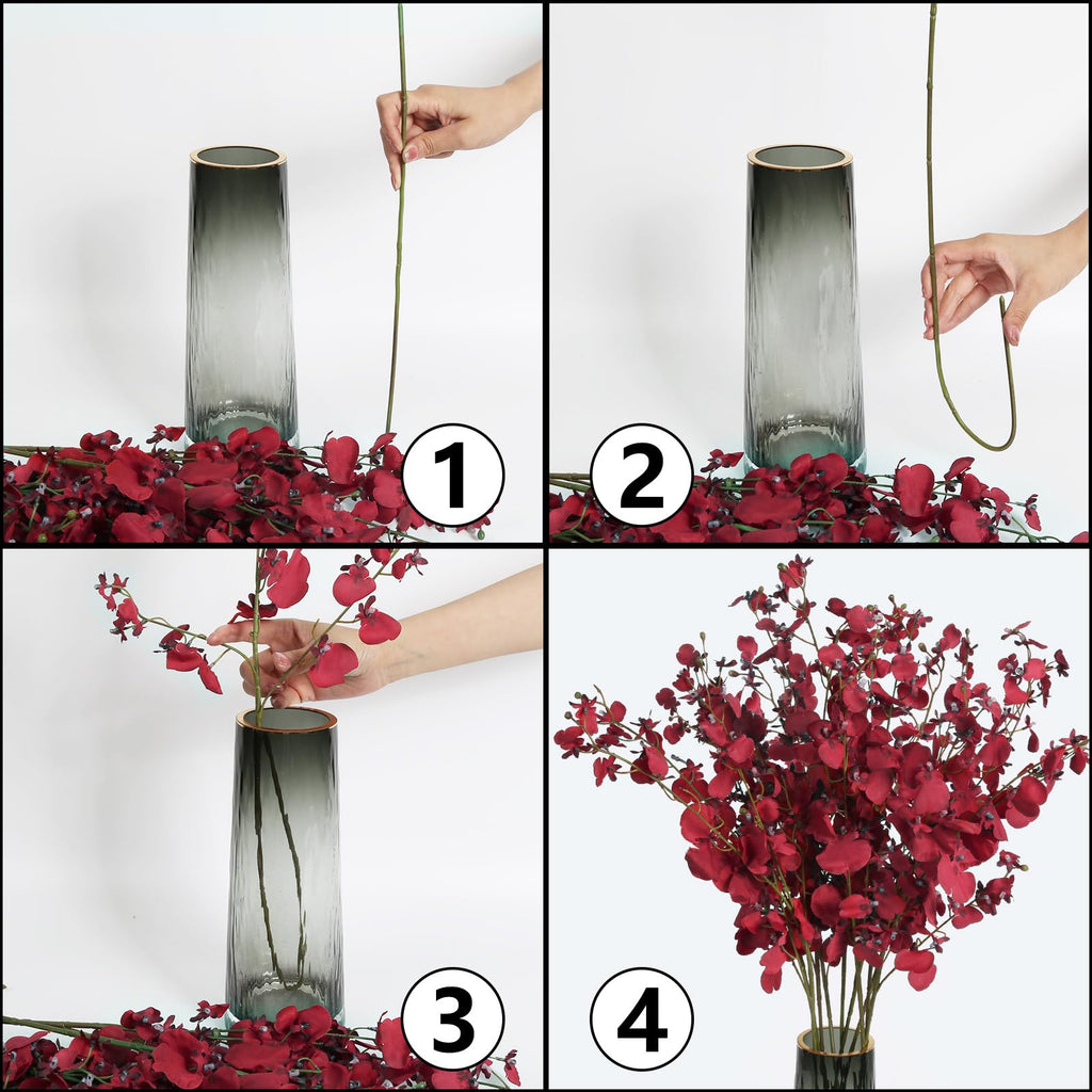 Orchids Artificial Flowers, 10 PCS (Each 37'') Faux Orchid Artificial Orchids Long Stem Orchids Fake for Indoor