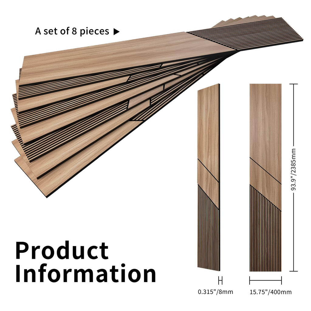 8-Pack Teak Wood Grain 3D WPC Wall Panels with Adhesive, Peel and Stick Wall Panels for Accent Wall, Covers 82.15 Sq