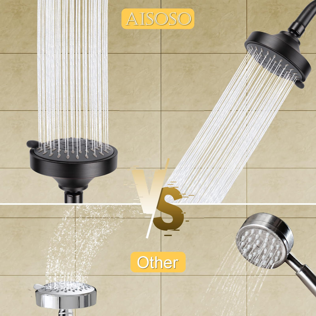 High Pressure Rain Shower Head 5 Modes 4.1 Inch Oil Rubbed Bronze