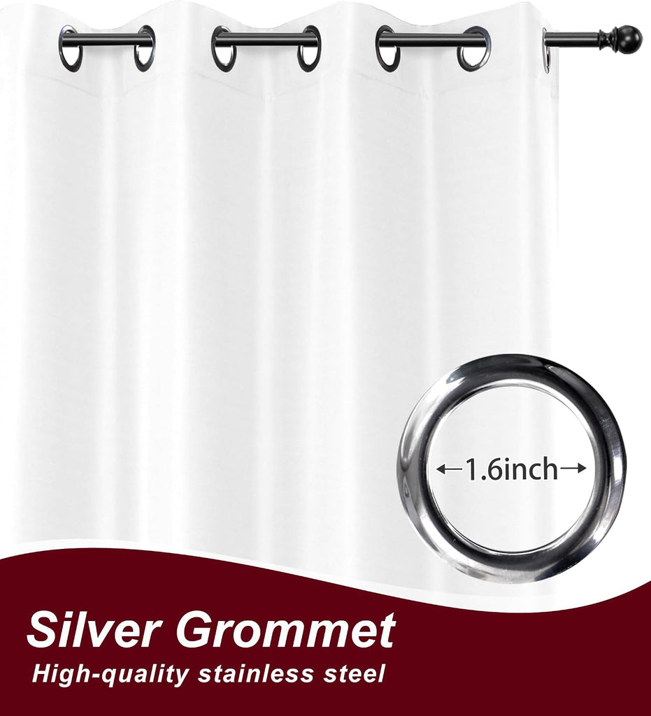 White Grommet Outdoor Curtains Waterproof 8 Pcs 54x84 In | Weatherproof Balcony Outside Curtains, Poolside Privacy