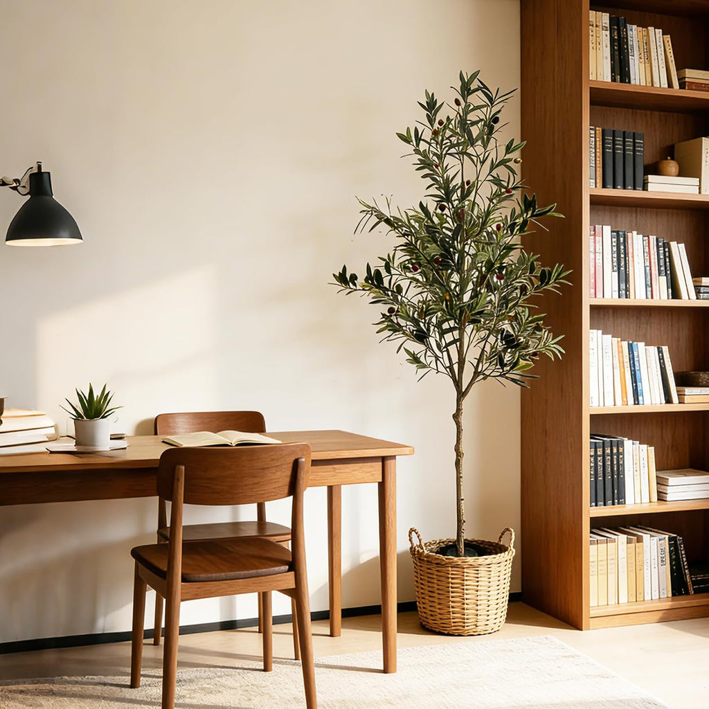 6ft Artificial Olive Tree Indoor, Realistic Fake Olive Tree with Lifelike Fruits, Faux Tall Plant Cafe Hotel