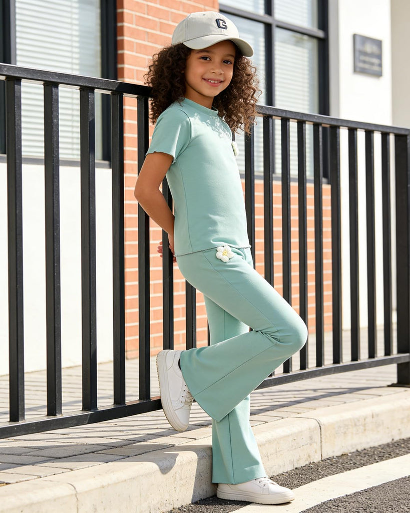 Kid Toddler Girl Clothes Outfits Short Sleeve Butterfly Top Flared Leg Pants Summer Clothing Set
