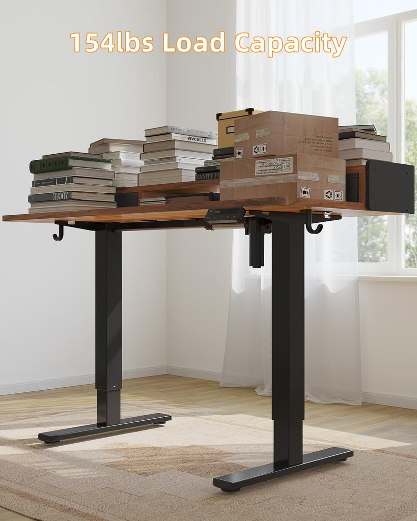 Electric Standing Desk with Drawers, 48 x 24 Inches Adjustable Desk with Storage Shelf, Stand Up Desk with Splice