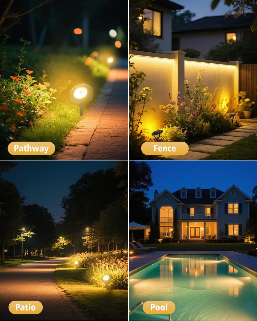 Pond Lights Waterproof IP68 Landscape Spot Lights, Warm White, 3-in-1