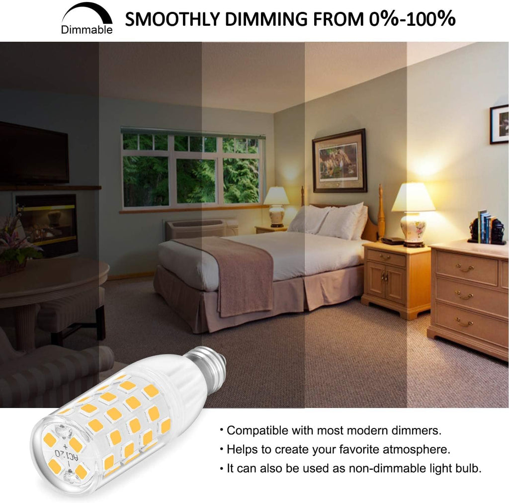 E11 LED Bulb Dimmable, 6W Equivalent 60W Halogen, 3000K Warm White, 4 Pack