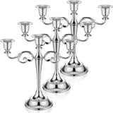 3 Pcs 3 Arm Metal Candelabra Candlestick Holders Tall Candlestick Holders Gothic Candle Holdery (Classic,10 Inch,Silver)