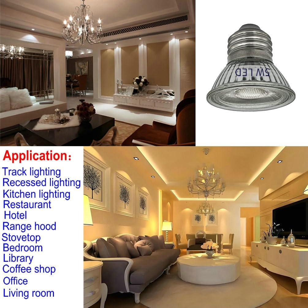 Full Glass PAR16 LED Spotlight Bulbs Dimmable 5W(50W Equivalent),Short Neck HR16/PAR16 Flood Light,Warm White
