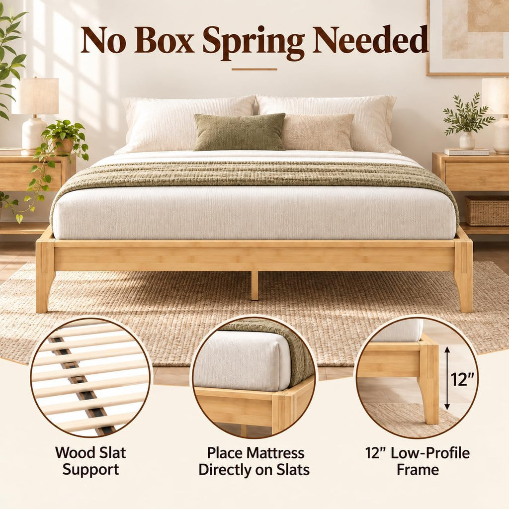 Bed Frame, Bamboo Bed Frame, Under Bed Storage