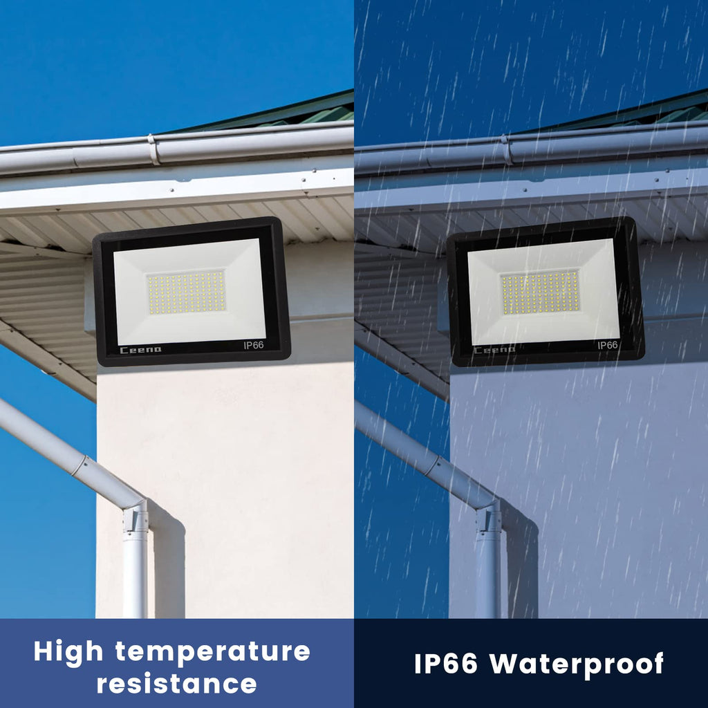 2 Pack 60W Plug in LED Flood Light Outdoor, 6000lm Super Bright Floodlight with Switch and 5.9FT Wire, IP66