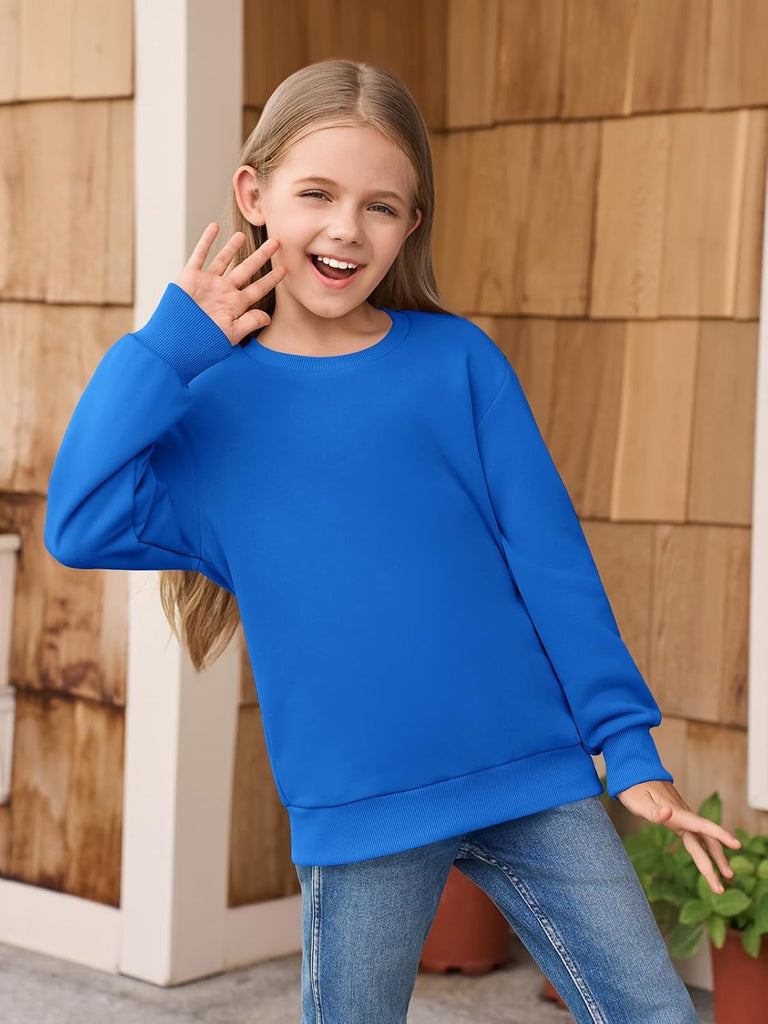 Girls Long Sleeve Sweatshirts Kid Crewneck Loose Fit Pullover