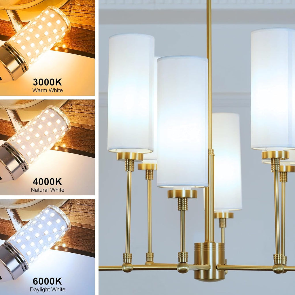 E12 LED Corn Bulb, 6000K Daylight White, 16W 1500LM LED Bulb, CRI80+, 120W Incandescent Equivalent, Non-Dimmable