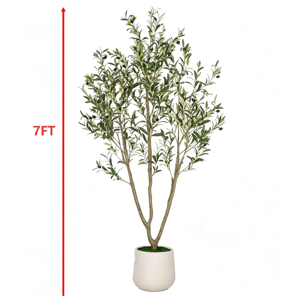 7ft Artificial Olive Tree, Faux Potted Plant for Indoor Decor