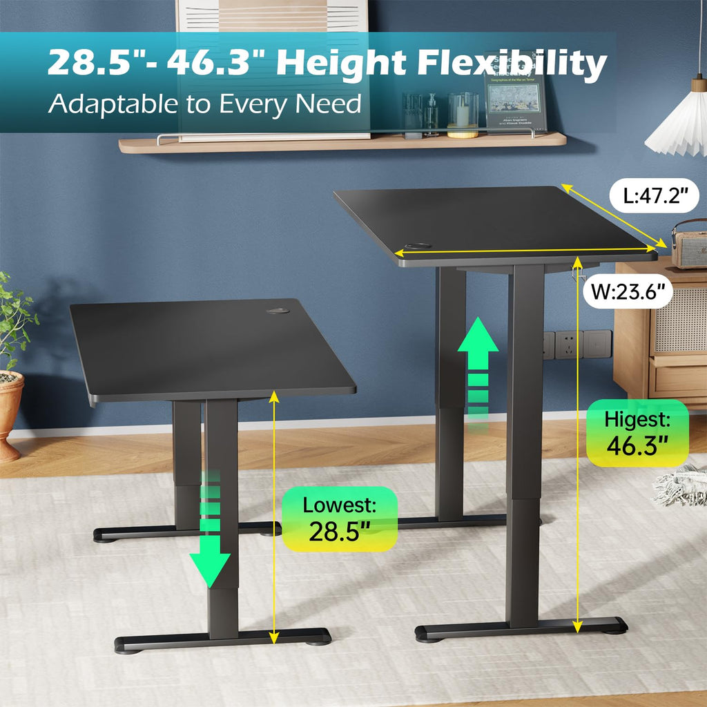Electric Standing Desk 48x24 Inch Height Adjustable Desk Large Space Office Computer Desk with Headphone Holder 2