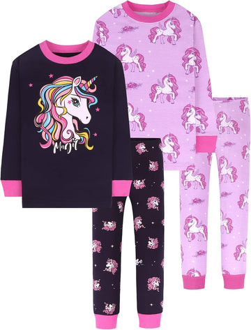 Girls 4 Pieces Cotton Pajamas Months